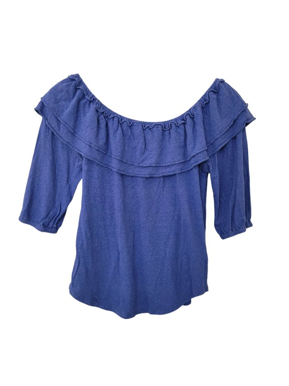 Lauren Ralph Lauren Off Shoulder Linen Blend Ruffle Top Size S Blue Casual